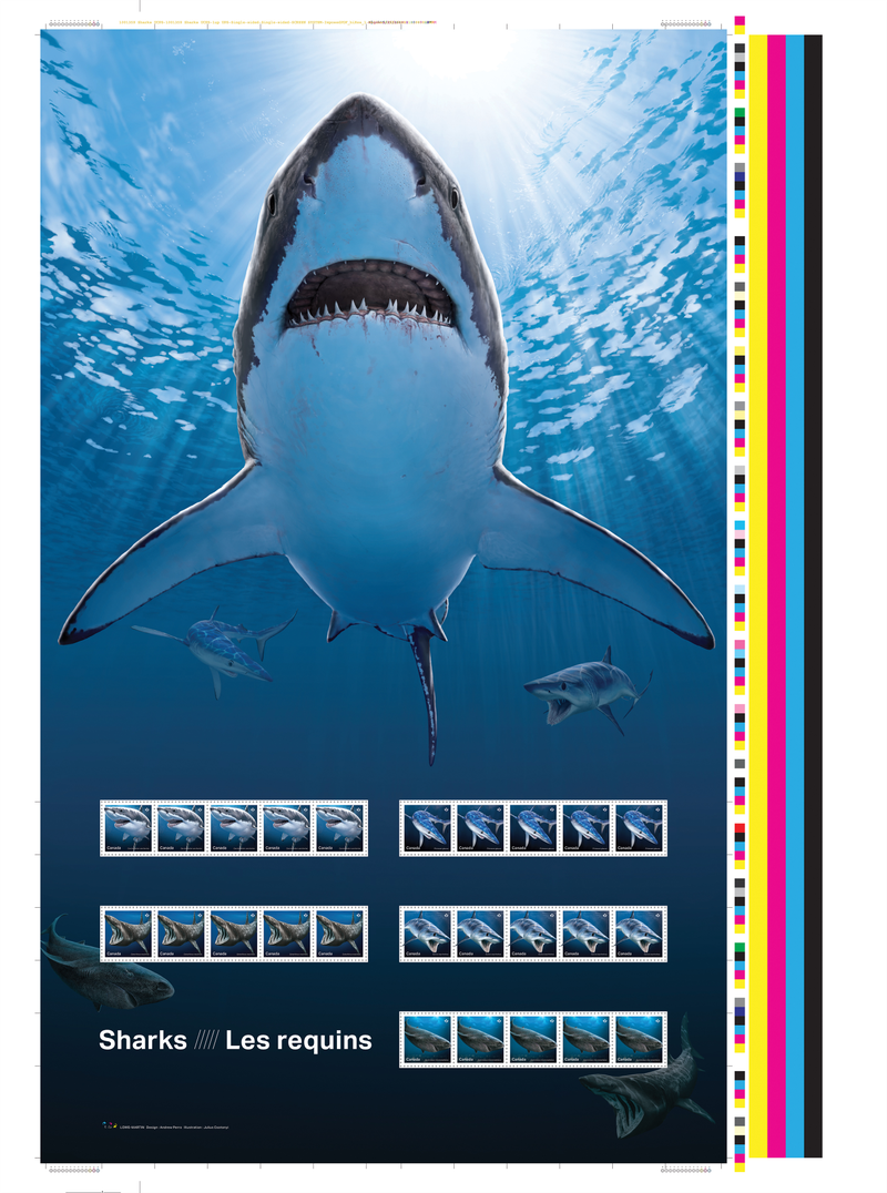 Illustration for article titled We'd Brave the Post Office to Use These Amazing New Shark Stamps